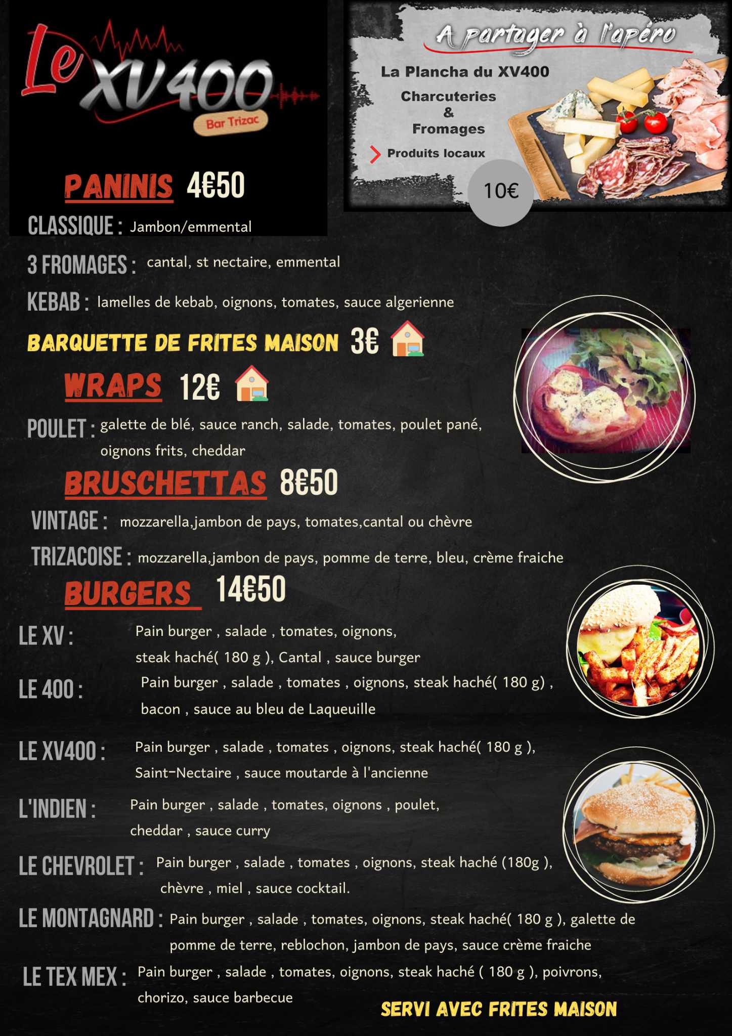 Carte de restaurant page 1